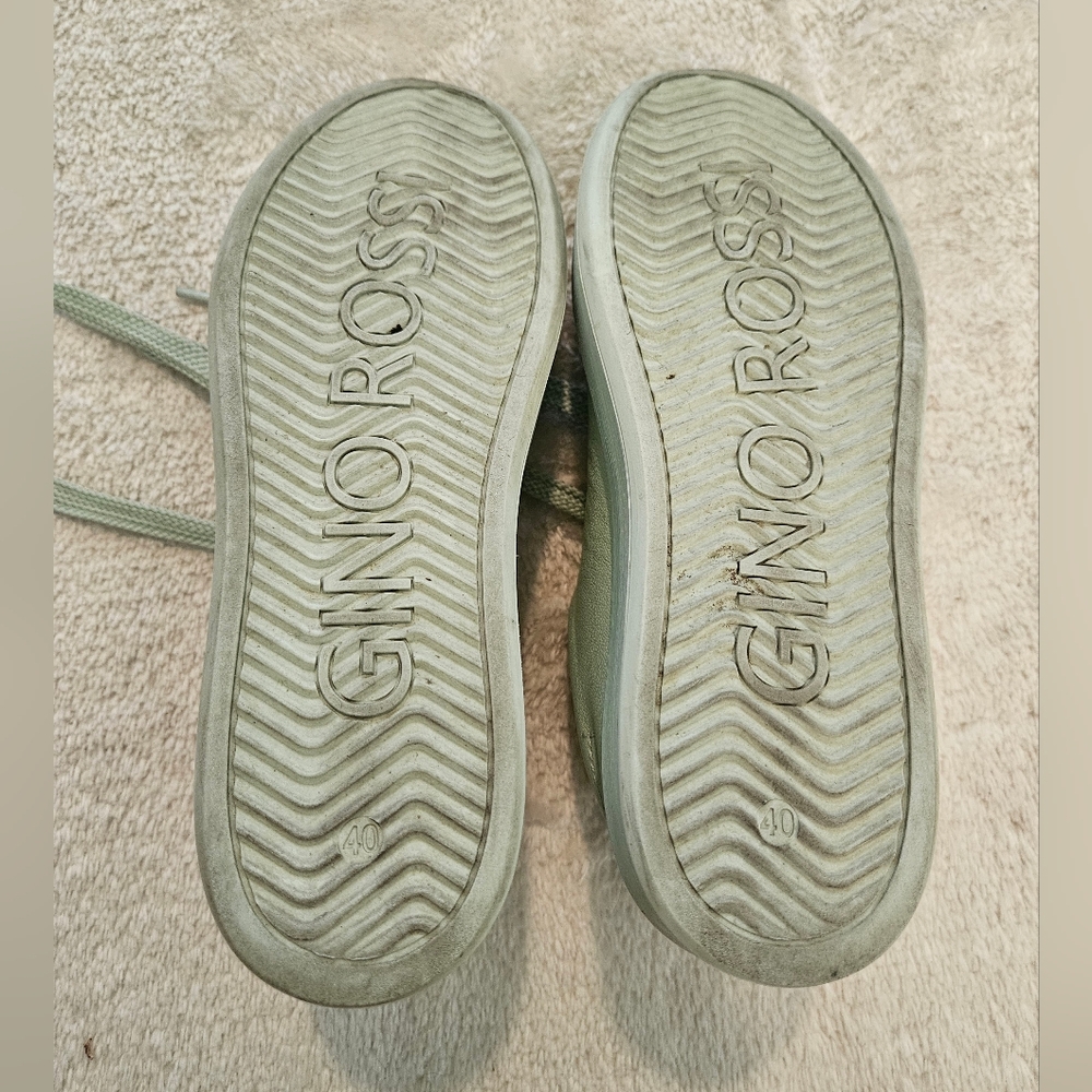 Leather Sneakers Green Pastel Size 9 Feminine Preppy Casual Athleisure Coquette - Picture 5 of 10
